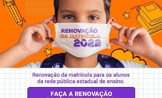 Período de renovação de matrícula para os alunos da rede pública estadual começa nesta terça-feira (5/10)