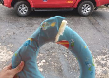 Bombeiros retiram assento sanitário que ficou preso no pescoço de menino de 2 anos