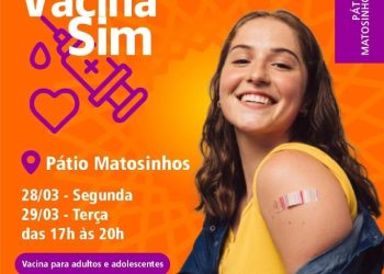 Pátio Matosinhos é ponto de vacinação contra a Covid-19, nesta segunda (28) e terça (29), em São João del-Rei.