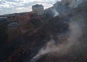 Bombeiros militares combatem incêndio em vegetação em Conselheiro Lafaiete