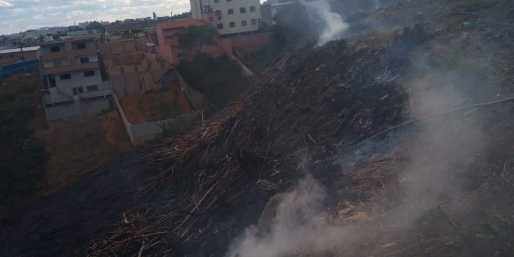 Bombeiros militares combatem incêndio em vegetação em Conselheiro Lafaiete