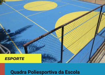 Quadra poliesportiva da Escola Municipal Maria Augusta Rodrigues recebe repintura