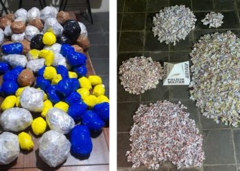 PM apreende mais de dois mil e setecentos pinos de cocaína e seiscentas e vinte duas pedras de crack em Andrelândia.