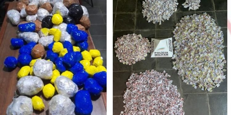 PM apreende mais de dois mil e setecentos pinos de cocaína e seiscentas e vinte duas pedras de crack em Andrelândia.